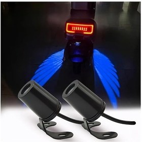 Resim Chuangyinshop Ice Blue 2pcs Angel Wings Led Projektör Işıkları Motorsiklet İçin 36v Altı Kırmızı Beyaz Tüy Tasarım 