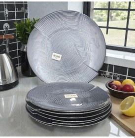Resim Sudedi Home Modern Gri Cam Pasta Tabağı Seti 6 Pasta Tabağı + 1 Sunum Tabağı Çok Renkli 