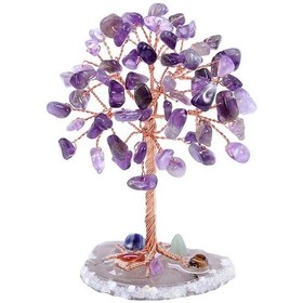 Resim Valkyrie Ametist Yaşam Ağacı Kristal Bonsai Doğal Taş Dekor El Yapımı Tel Ağaç Meditasyon & Ofis Masaüstü Süs 