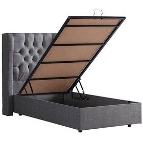 Resim Setaymobilya Baza, Riga Tek Kişilik Baza + Başlık Seti, Gri 