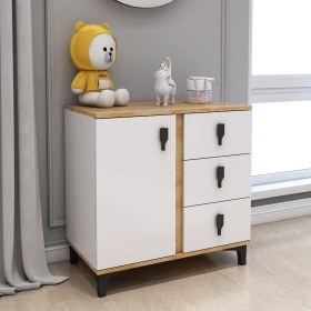 Resim Afilli Rose Kapaklı 4 Çekmeceli Sifonyer Meşe Rose Meşe 