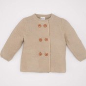 Resim DeFacto Kız Bebek Düğmeli Basic Düz Uzun Kollu Triko Hırka C9769A524WNER120 Ekru 