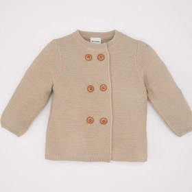 Resim DeFacto Kız Bebek Düğmeli Basic Düz Uzun Kollu Triko Hırka C9769A524WNER120 Ekru 