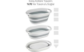 Resim Lira Katlanabilir Çamaşır Sepeti (Mega 38’lt) Silikon Akordiyon Sepet 