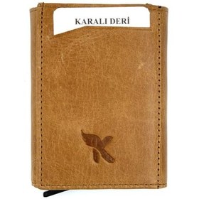 Resim , Hakiki Deri Crazy Mekanizmalı Unısex Kartlık Cüzdan K501 Taba 