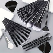 Resim 20/28 adet Siyah Makyaj Fırça Seti: Puf Eye Shadow Fırçası, Pudra Blusher Fırçası, Fondöten Makyaj Fırçası ve Kontür Fırçası dahil, Bir Yüz Maskesi Fırçası, İki Makyaj Pufu, 20 adet Tam Set Tüm Bej Tiplerine Uygun, Mükemmel Makyaj Oluşturmak İçin 