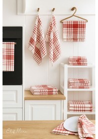 Resim 10 Lu Lüks Mutfak Kurulama Bezi Seti 45x65 Cm Table Linen Kırmızı 