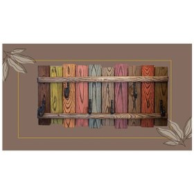 Resim Doğal Ahşap Eskitme Boyalı Elbise Askısı 6 Askılı, Masif Çam Çok Renkli 