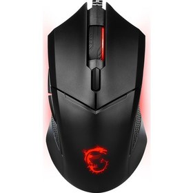 Resim MSI GG CLUTCH GM08 GAMING MOUSE 4.200 DPI PIXART PAW3519 OPTIK SENSOR RED LED 1.8M KABLO AYARLANABILIR AGIRLIK ALTIN KAPLAMA 