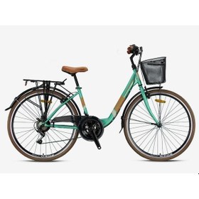 Resim Kron Tetra 3.0 - 28 Jant City Bike - 15' - 21 Vites - V.b. - Mint Yeşili-kahverengi/bej 