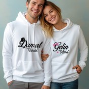 Resim Gelin ve Damat Çiftlere Özel Kapşonlu Sweatshirt 