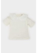Resim DeFacto Kız Bebek Dantel Yaka Kısa Kollu Tişört C3982A525SMER105 Ekru 