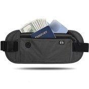 Resim Fosenze Spor Koşu Bel Çantası, Su Geçirmez Oxford Kumaş, Kulaklık Deligi, Ayarlanabilir Kemer, Çok Amaçlı Outdoor Fitness Cep Telefonu Çantası, Koyu Gri Siyah - Gri 
