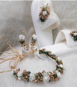 Resim KONTES GELİN Lohosa Seti Taç,terlik,küpe 