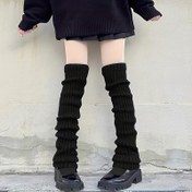 Resim Sonbahar/Kış için 1 Çift Uyluk Üstü Sarkan Çorap, Bol Örme Bacak Isıtıcıları, Harajuku Tarzı, Vintage Diz Üstü Çorap 