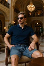 Resim Banny Jeans Erkek Likralı Bağcıklı Jean Şort 
