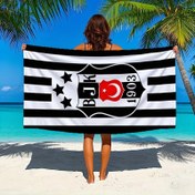 Resim 1 adet Besiktas FC Siyah & Beyaz Çizgili Plaj Havlusu - Yıldız ve Ay Dizaynı ile Yumuşak, Rahat, Hızlı Kuruyan Polyester Mikrofiber Yüzme Havlusu - Plaj, Havuz, Spor Salonu, Yoga için İdeal - Futbol Sevgilileri, Spor Salonu Havlusu için Mükemmel Hediye | Futbol Kulübü Dizaynı | Hızlı Kuruyan Kumaş, Plaj 