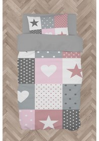 Resim Mekta Home Bebek Ve Çocuk Odası Soft Yıldız Ve Kalp Desenli Nevresim Takımı 