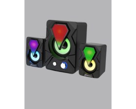 Resim Rgb Işıklı USB Hoparlör Seti 9W Çıkış Gücü Derin Bas 