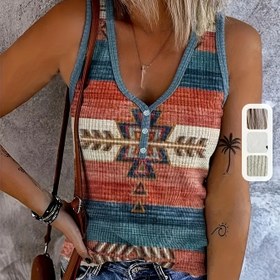 Resim Kadınlar İçin Etnik Tarz Yelek, Günlük Slim Fit Atlet 