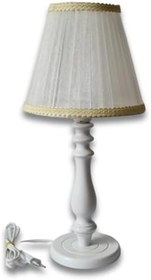 Resim TEKAY AYDINLATMA Krem Başlıklı Beyaz Ahşap Ayaklı Abajur KREM 