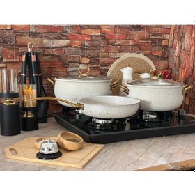 Resim 5 Parça Beyaz Granit Güveç Seti Beyaz 