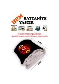 Resim Bal Kabağı Helloween Desen Baskılı Tv Battaniyeli Opsiyonel Dekoratif Yastık Battaniye 2in1 Çok Renkli 