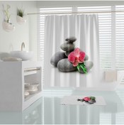 Resim Tropikhome Banyo Perdesi Spa Desen Duş Perdesi Baskılı Polyester Kumaş Banyo Perdeleri 180x200cm 