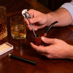 Resim Miğfer Tasarım Paslanmaz Çelik Üçü Bir Arada Pipo Temizleme Ve Bastırma Aparatı - Siyah 
