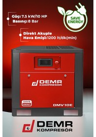 Resim Demr Kompresör DMV10E 10HP İnvertörlü Vidalı Hava Kompresörü 