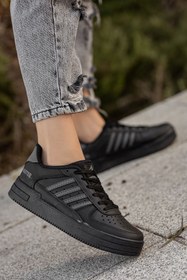 Resim BOUIS Kadın Siyah Gri Füme Detaylı Casual Yürüyüş Ayakkabısı Konforlu Düz Taban Ultra Yumuşak Sneaker 