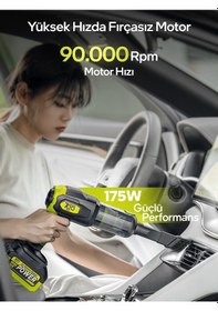 Resim 7go 7GAB-03 20.000PA Güçlü Emiş 25.000mAH Kablosuz Araç İçi Süpürge 