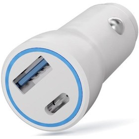 Resim Polosmart Psm133 20w Pd Hızlı Araç Şarj Cihazı Type-c + Usb Çıkış Çift Port Akıllı Şarj Beyaz 