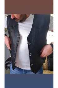 Resim ArdaStilDeri Hakiki Deri Motorcu Chopper Yelek 