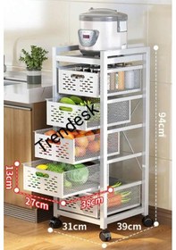 Resim Trendesk 5 Katlı Metal Beyaz Patates Soğan Sebze Meyve Sepeti Sebzelik 