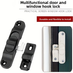 Resim Siyah Ağır Hizmet Tipi Katlanabilir Raylı Olmayan Ekran Kapı Kilidi - Ağır Hizmet Tipi Sivrisinek Önleyici Güvenlik Kancası, Anahtarsız Giriş/Çıkış Kilidi, Sürgülü Kapılar, Pencereler, Balkonlar ve Teraslar İçin - Kolay Kurulum (Plastik/Alüminyum Uyumlu) Güvenlik 