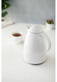 Resim 1 Lt Isı Yalıtımlı Çay Ve Soğuk Su Termosu Soft Beyaz 12 Saat Sıcak Tutar& İçi Camdır Beyaz 