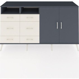 Resim Kronos Konsol 4 Raflı 6 Çekmeceli 2 Kapaklı 176x59x99 Antrasit-antrasit/aytaşı Antrasıt/aytası - Antrasıt 