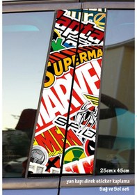 Resim Kahramanlar Sticker Yan Kapı Direk Kaplama 2li Sol Sağ Takım Yapıştırma 