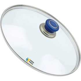 Resim Tencere Sahan Tava Cam Kapağı Kapak 32 cm Mavi Tutma Tepesi 