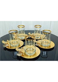 Resim Çnr Home Collection 6 Kişilik 12 Parça Gold Çay Seti, Çay Takimi, Hediyelik & Çeyizlik Gold 