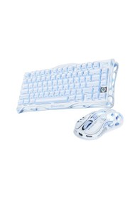 Resim Gravastar Mercury K1 Mekanik Gaming Klavye Ve M1 Pro Kablosuz Optik Mouse Seti, Ice Blue Optik 
