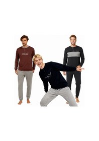 Resim Bonbon Erkek Pamuklu 3 Adet 2'li Pijama Takımı Bb2235 Çok Renkli 