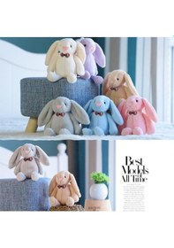 Resim Uyku Arkadaşım Papyonlu Uzun Kulak Bunny Peluş Tavşan 65 Cm Mavi 