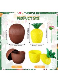 Resim Mey İthalat Ananas &amp Hindistan Cevizi Tasarımlı Pipetli Bardak Seti 6 Adet Sarı 
