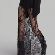 Resim Kadınlar için Şık Yüksek Bel Siyah Dantel Etek - Yumuşak Çiçek Deseni, Çok Yönlü İlkbahar/Yaz Modası, Makinede Yıkanabilir Polyester, Katmanlı veya Tekli Kıyafetler İçin Mükemmel, Yüksek Bel Etek 