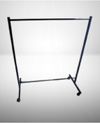 Resim Tekerlekli Siyah Metal Konfeksiyon Kıyafet Askılığı Ayaklı Siyah 