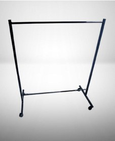 Resim Tekerlekli Siyah Metal Konfeksiyon Kıyafet Askılığı Ayaklı Siyah 