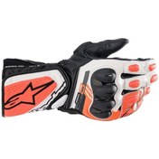 Resim Alpinestars Sp-8 V3 Korumalı Motosiklet Eldiveni Siyah Beyaz Parlak Kırmızı 
