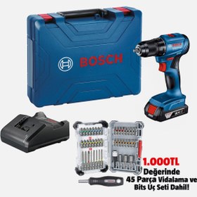Resim Bosch GSR 185-LI 2.0Ah. Akülü Delme Vidalama (45 Parça Uç Setli) 